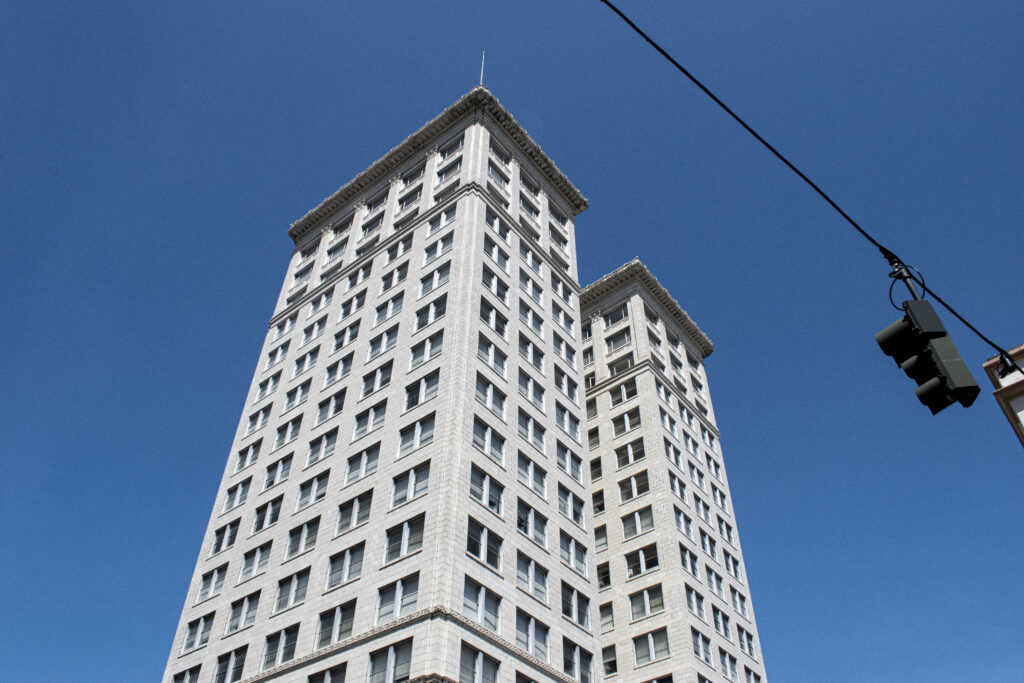 view of a white building 